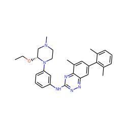 CCO[C@@H]1CN(C)CCN1c1cccc(Nc2nnc3cc(-c4c(C)cccc4C)cc(C)c3n2)c1 ZINC000037858302