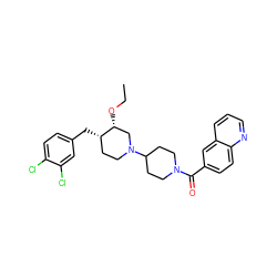 CCO[C@@H]1CN(C2CCN(C(=O)c3ccc4ncccc4c3)CC2)CC[C@@H]1Cc1ccc(Cl)c(Cl)c1 ZINC000028131138