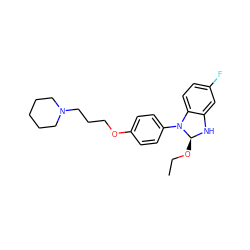 CCO[C@@H]1Nc2cc(F)ccc2N1c1ccc(OCCCN2CCCCC2)cc1 ZINC000040974668