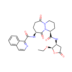 CCO[C@@H]1OC(=O)C[C@@H]1NC(=O)[C@@H]1CCCN2C(=O)CC[C@H](NC(=O)c3nccc4ccccc34)C(=O)N12 ZINC000003994903