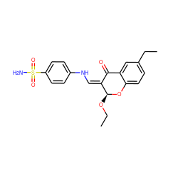 CCO[C@@H]1Oc2ccc(CC)cc2C(=O)/C1=C\Nc1ccc(S(N)(=O)=O)cc1 ZINC000072113382