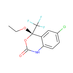 CCO[C@]1(C(F)(F)F)OC(=O)Nc2ccc(Cl)cc21 ZINC000006411121