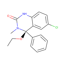 CCO[C@]1(c2ccccc2)c2cc(Cl)ccc2NC(=O)N1C ZINC000006404065