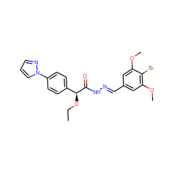 CCO[C@H](C(=O)N/N=C/c1cc(OC)c(Br)c(OC)c1)c1ccc(-n2cccn2)cc1 ZINC000068198217