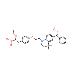 CCO[C@H](Cc1ccc(OCCN2CCC(C)(C)c3cc(/C(=N\OC)c4ccccc4)ccc32)cc1)C(=O)O ZINC000029039111