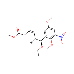 CCO[C@H](c1cc(OC)cc([N+](=O)[O-])c1OC)[C@H](C)/C=C\CC(=O)OC ZINC000007998468