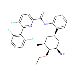 CCO[C@H]1[C@@H](C)C[C@@H](c2ccncc2NC(=O)c2ccc(F)c(-c3c(F)cccc3F)n2)C[C@H]1N ZINC000207182086