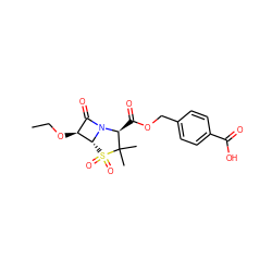 CCO[C@H]1C(=O)N2[C@@H](C(=O)OCc3ccc(C(=O)O)cc3)C(C)(C)S(=O)(=O)[C@H]12 ZINC000026396044