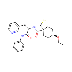 CCO[C@H]1CC[C@@](CS)(C(=O)N[C@@H](Cc2cccnc2)C(=O)Nc2ccccc2)CC1 ZINC000100025026