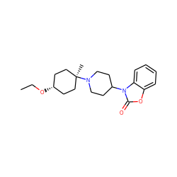 CCO[C@H]1CC[C@](C)(N2CCC(n3c(=O)oc4ccccc43)CC2)CC1 ZINC000261084180