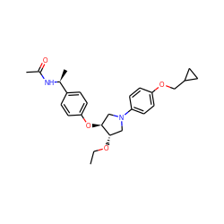 CCO[C@H]1CN(c2ccc(OCC3CC3)cc2)C[C@@H]1Oc1ccc([C@H](C)NC(C)=O)cc1 ZINC001772630979