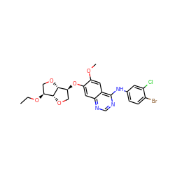 CCO[C@H]1CO[C@@H]2[C@@H](Oc3cc4ncnc(Nc5ccc(Br)c(Cl)c5)c4cc3OC)CO[C@H]12 ZINC000114820484