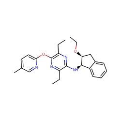 CCO[C@H]1Cc2ccccc2[C@H]1Nc1nc(CC)c(Oc2ccc(C)cn2)nc1CC ZINC000028956446