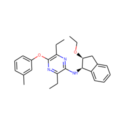 CCO[C@H]1Cc2ccccc2[C@H]1Nc1nc(CC)c(Oc2cccc(C)c2)nc1CC ZINC000028956410