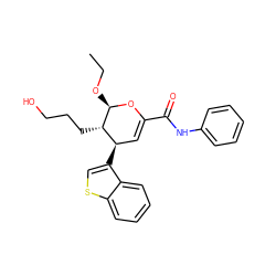 CCO[C@H]1OC(C(=O)Nc2ccccc2)=C[C@@H](c2csc3ccccc23)[C@@H]1CCCO ZINC000013634990