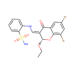 CCO[C@H]1Oc2c(Br)cc(Br)cc2C(=O)/C1=C\Nc1ccccc1S(N)(=O)=O ZINC000096273803