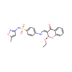 CCO[C@H]1Oc2ccccc2C(=O)/C1=C/Nc1ccc(S(=O)(=O)Nc2cc(C)on2)cc1 ZINC000299855104