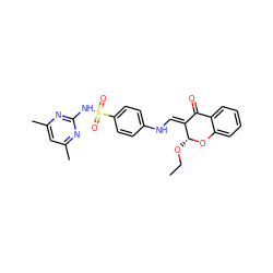 CCO[C@H]1Oc2ccccc2C(=O)/C1=C/Nc1ccc(S(=O)(=O)Nc2nc(C)cc(C)n2)cc1 ZINC000299864907