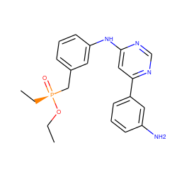 CCO[P@@](=O)(CC)Cc1cccc(Nc2cc(-c3cccc(N)c3)ncn2)c1 ZINC000169346777