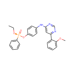 CCO[P@@](=O)(Oc1ccc(Nc2cc(-c3ccccc3OC)ncn2)cc1)c1ccccc1 ZINC000169342888