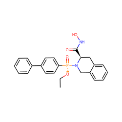 CCO[P@@](=O)(c1ccc(-c2ccccc2)cc1)N1Cc2ccccc2C[C@@H]1C(=O)NO ZINC000013472493