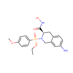 CCO[P@@](=O)(c1ccc(OC)cc1)N1Cc2cc(N)ccc2C[C@@H]1C(=O)NO ZINC000013472499