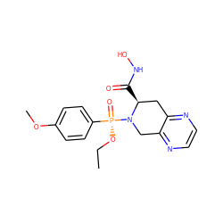 CCO[P@@](=O)(c1ccc(OC)cc1)N1Cc2nccnc2C[C@@H]1C(=O)NO ZINC000013472500