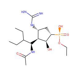 CCO[P@](=O)(O)[C@H]1C[C@@H](NC(=N)N)[C@H]([C@@H](NC(C)=O)C(CC)CC)[C@@H]1O ZINC000653866627