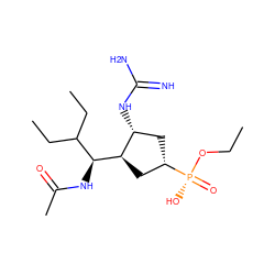 CCO[P@](=O)(O)[C@H]1C[C@@H](NC(=N)N)[C@H]([C@@H](NC(C)=O)C(CC)CC)C1 ZINC000653866609