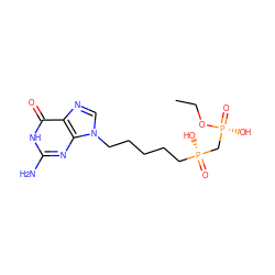 CCO[P@](=O)(O)C[P@](=O)(O)CCCCCn1cnc2c(=O)[nH]c(N)nc21 ZINC000013740779