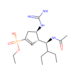 CCO[P@](=O)(O)C1=C[C@@H]([C@@H](NC(C)=O)C(CC)CC)[C@H](NC(=N)N)C1 ZINC000653866639