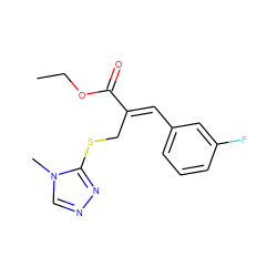 CCOC(=O)/C(=C/c1cccc(F)c1)CSc1nncn1C ZINC000169308081