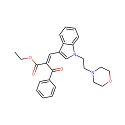 CCOC(=O)/C(=C/c1cn(CCN2CCOCC2)c2ccccc12)C(=O)c1ccccc1 ZINC000072123257