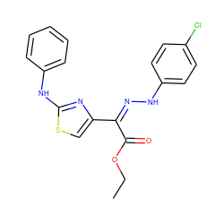 CCOC(=O)/C(=N\Nc1ccc(Cl)cc1)c1csc(Nc2ccccc2)n1 ZINC000004881406