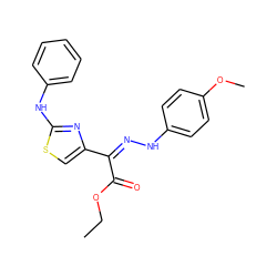 CCOC(=O)/C(=N\Nc1ccc(OC)cc1)c1csc(Nc2ccccc2)n1 ZINC000013468308