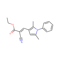 CCOC(=O)/C(C#N)=C/c1cc(C)n(-c2ccccc2)c1C ZINC000000442088