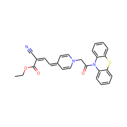 CCOC(=O)/C(C#N)=C\C=C1C=CN(CC(=O)N2c3ccccc3Sc3ccccc32)C=C1 ZINC000095597878