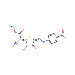 CCOC(=O)/C(C#N)=c1\s/c(=C/Nc2ccc(C(C)=O)cc2)c(=O)n1CC ZINC000101204993