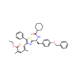 CCOC(=O)/C(C)=C\C(C)=C\c1nc([C@H](Cc2ccc(OCc3ccccc3)cc2)NC(=O)C2CCCCC2)sc1-c1ccccc1 ZINC000096285477