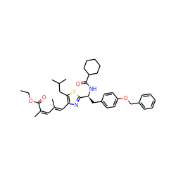 CCOC(=O)/C(C)=C\C(C)=C\c1nc([C@H](Cc2ccc(OCc3ccccc3)cc2)NC(=O)C2CCCCC2)sc1CC(C)C ZINC000096285478