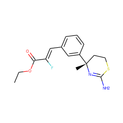 CCOC(=O)/C(F)=C/c1cccc([C@]2(C)CCSC(N)=N2)c1 ZINC000204623492