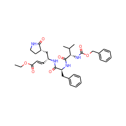 CCOC(=O)/C=C/[C@H](C[C@@H]1CCNC1=O)NC(=O)[C@H](Cc1ccccc1)NC(=O)[C@@H](NC(=O)OCc1ccccc1)C(C)C ZINC000014947855