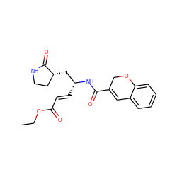 CCOC(=O)/C=C/[C@H](C[C@@H]1CCNC1=O)NC(=O)C1=Cc2ccccc2OC1 ZINC000013473327