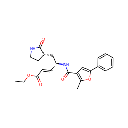 CCOC(=O)/C=C/[C@H](C[C@@H]1CCNC1=O)NC(=O)c1cc(-c2ccccc2)oc1C ZINC000013473326