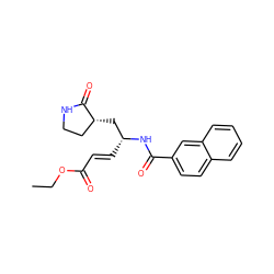 CCOC(=O)/C=C/[C@H](C[C@@H]1CCNC1=O)NC(=O)c1ccc2ccccc2c1 ZINC000013473330