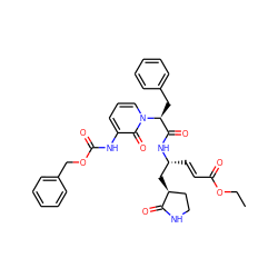 CCOC(=O)/C=C/[C@H](C[C@H]1CCNC1=O)NC(=O)[C@H](Cc1ccccc1)n1cccc(NC(=O)OCc2ccccc2)c1=O ZINC000029389900