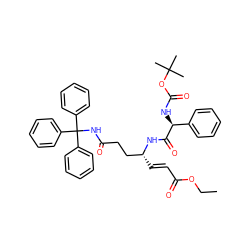 CCOC(=O)/C=C/[C@H](CCC(=O)NC(c1ccccc1)(c1ccccc1)c1ccccc1)NC(=O)[C@@H](NC(=O)OC(C)(C)C)c1ccccc1 ZINC000049781290