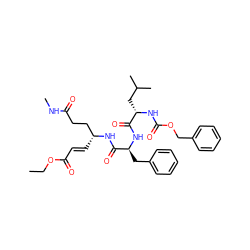 CCOC(=O)/C=C/[C@H](CCC(=O)NC)NC(=O)[C@H](Cc1ccccc1)NC(=O)[C@H](CC(C)C)NC(=O)OCc1ccccc1 ZINC000028228787