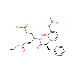 CCOC(=O)/C=C/[C@H](CCC(N)=O)NC(=O)[C@H](Cc1ccccc1)n1cccc(NC(C)=O)c1=O ZINC000029390496