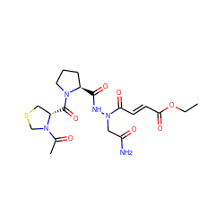 CCOC(=O)/C=C/C(=O)N(CC(N)=O)NC(=O)[C@@H]1CCCN1C(=O)[C@H]1CSCN1C(C)=O ZINC000073197165